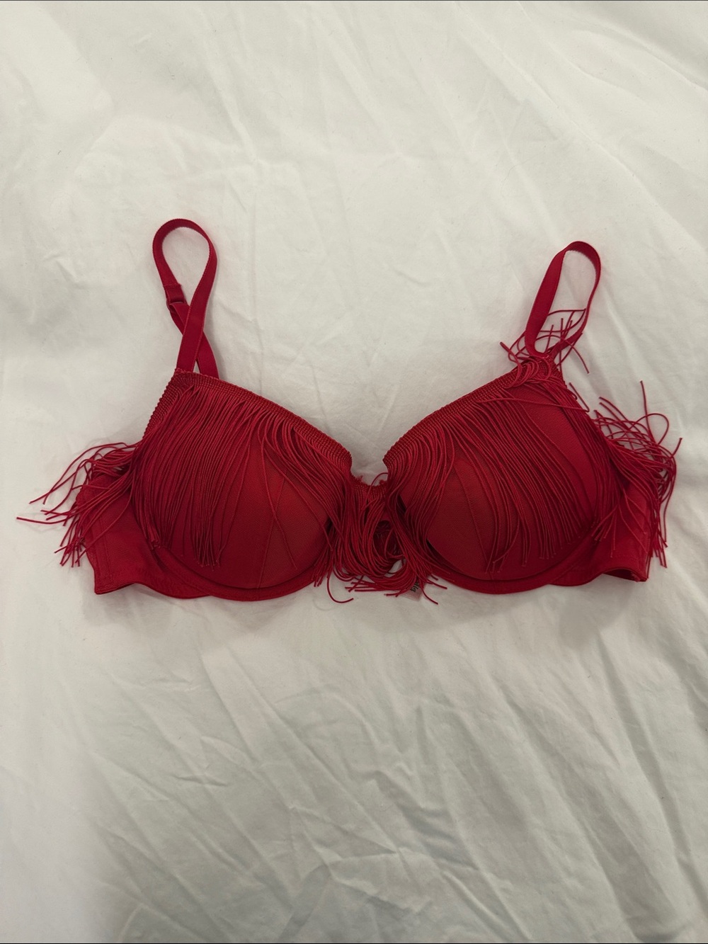 La Senza red fringe bra